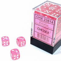 Chessex: Translucent Pink/White 12mm d6 (36) (Lab Dice 7)