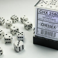 Chessex: Opaque White/Black 12mm d6 Dice Block (36)