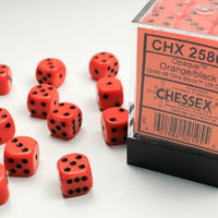 Chessex: Opaque Orange/Black 12mm d6 Dice Block (36)