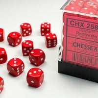 Chessex: Opaque Red/White 12mm d6 Dice Block (36)