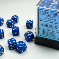 Chessex: Opaque Blue/White 12mm d6 Dice Block (36)