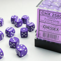 Chessex: Opaque Purple/White 12mm d6 Dice Block (36)