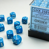 Chessex: Opaque Light Blue/White 12mm d6 Dice Block (36)