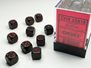 Chessex: Opaque Black/Red 12mm d6 Dice Block (36)