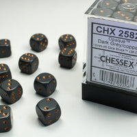 Chessex: Opaque Dark Grey/Copper 12mm d6 Dice Block (36)