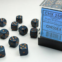 Chessex: Opaque Dusty Blue/Copper 12mm d6 Dice Block (36)