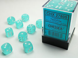 Chessex: Frosted Teal/white 12mm d6 Dice Block (36 dice) (Copy)