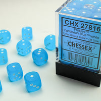 Chessex: Frosted Caribbean Blue/white 12mm d6 Dice Block (36 dice)