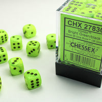 Chessex: Vortex Bright Green/black 12mm d6 Dice Block (36 dice)