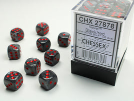 Chessex: Velvet Black/red 12mm d6 Dice Block (36)