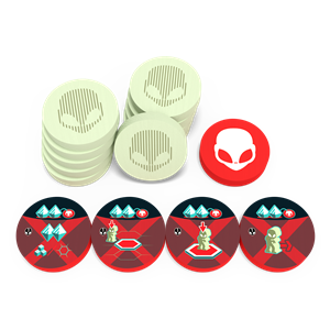 On Mars: Alien Invasion Wooden Tokens