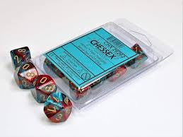 Chessex: Gemini D10 Red/Teal/Gold (10)