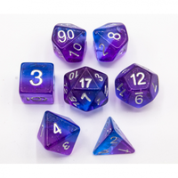 CHC: Blue/Purple Set of 7 Aurora Polyhedral Dice with White Numbers