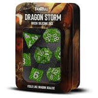 7-Piece Dice Set: Silicone Dragon Storm Green Dragon Scales