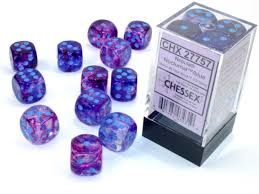 Chessex: Nebula Nocturnal/Blue Luminary 12mm d6 Dice Block (36)