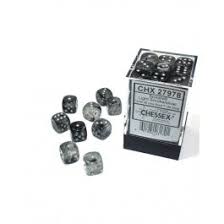Chessex: Luminary Borealis Light Smoke/Silver 16mm d6 (12)