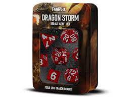 7-Piece Dice Set: Silicone Dragon Storm Red Dragon Scales