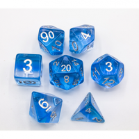 CHC: Ice Set of 7 Aurora Polyhedral Dice with Silver Numbers