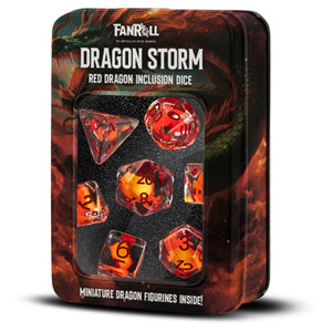 7-Piece Dice Set: Dragon Storm with Red Dragon Inclusion