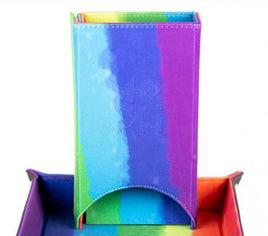 Fold Up Velvet Dice Tower - Watercolor Rainbow
