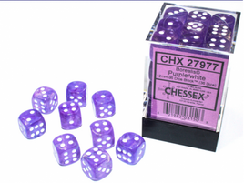 Chessex: Borealis Purple/white 12mm d6 Dice Block (36)