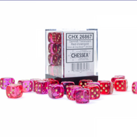 Chessex: Translucent Red-Violet/Gold Gemini 12mm d6 Dice Block (36 dice)