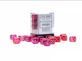 Chessex: Translucent Red-Violet/Gold Gemini 12mm d6 Dice Block (36 dice)