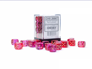 Chessex: Translucent Red-Violet/Gold Gemini 12mm d6 Dice Block (36 dice)