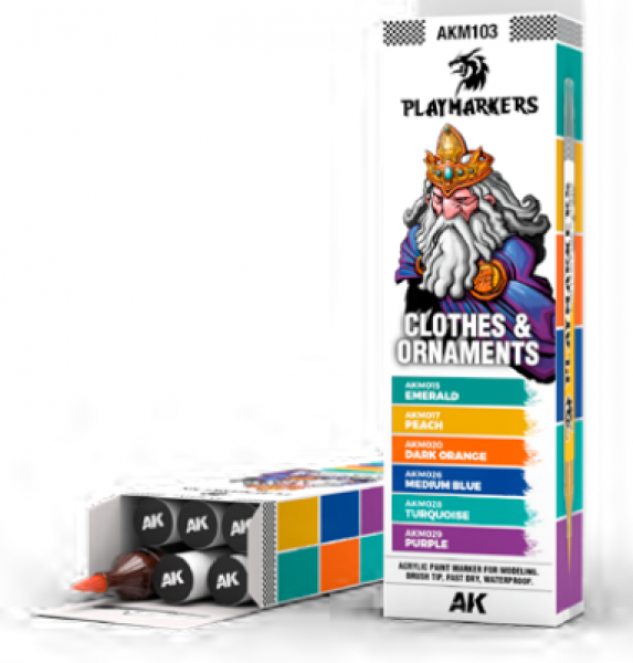 AK-Interactive: PLAYMARKERS SET - CLOTHES & ORNAMENTS (6 Ref.)