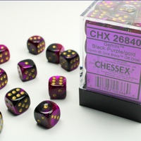 Chessex: Black-Purple/gold Gemini 12mm d6 Dice Block (36 dice)