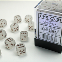 Chessex: Clear/Black Frosted 12mm d6 Dice Block (36 dice)