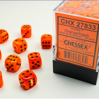 Chessex: Orange/Black Vortex 12mm d6 Dice Block (36 dice)