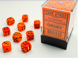 Chessex: Orange/Black Vortex 12mm d6 Dice Block (36 dice)