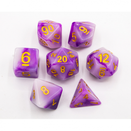 CHC: Purple Set of 7 Jade Polyhedral Dice with Gold Numbers