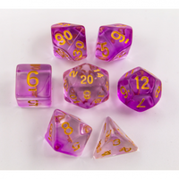 CHC: Purple Set of 7 Nebula Polyhedral Dice with Gold Numbers
