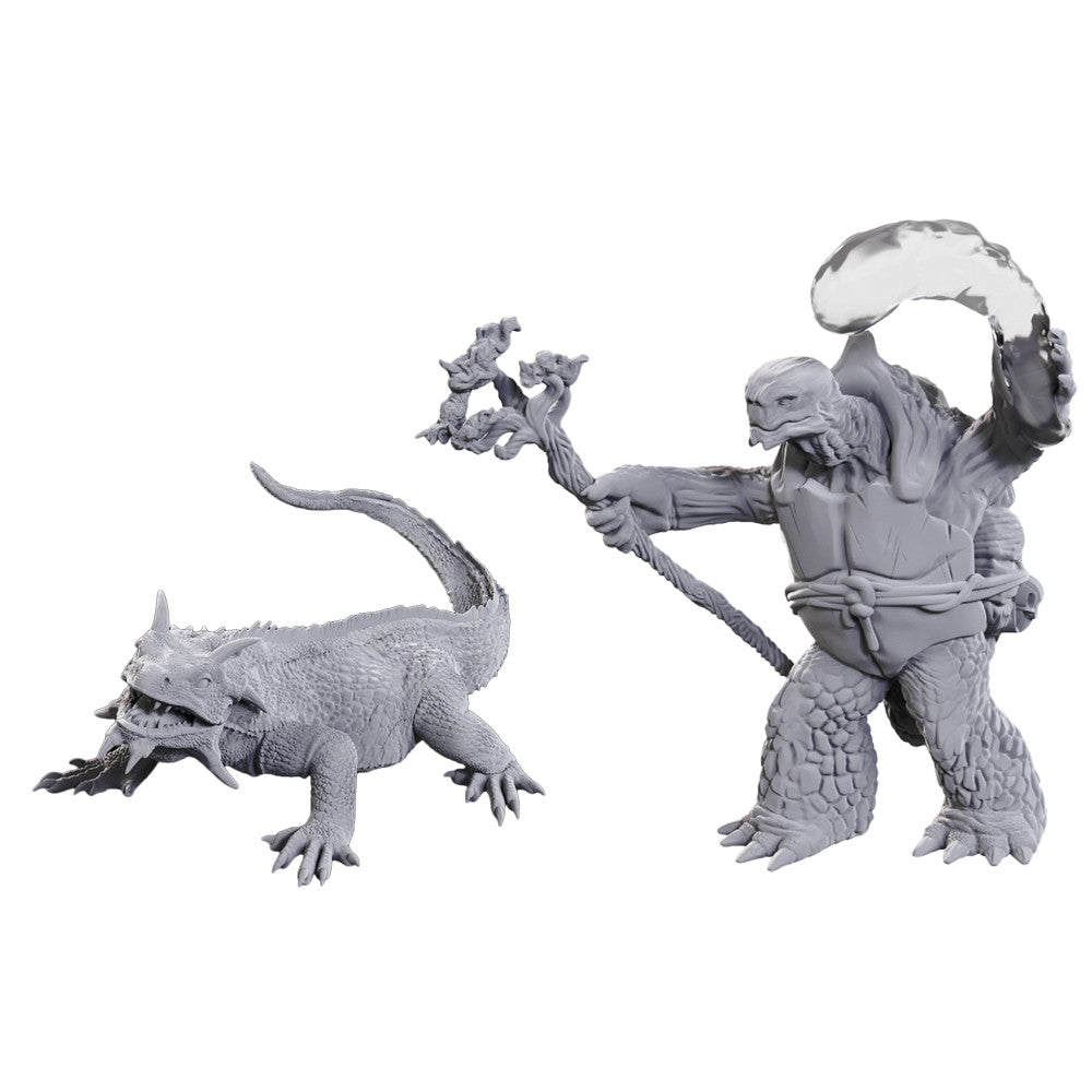 D&D Nolzur's Marvelous Unpainted Minis: W24 Tortle Druid & Wild Shape Giant Lizard