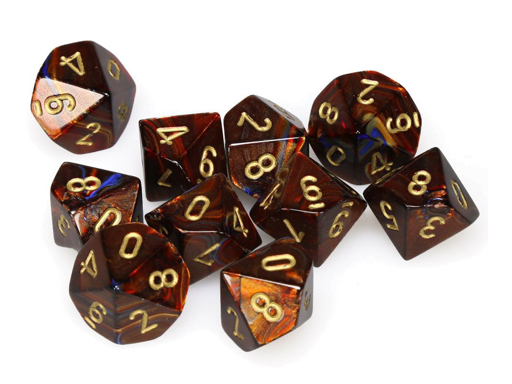 Chessex: Scarab D10 Blue/Blood/Gold (10)