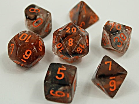 Chessex: Nebula RPG Dice - Polyhedral Copper Matrix/Orange Luminary