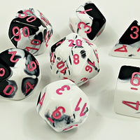 Chessex: Gemini RPG Dice - Polyhedral Black-White/Pink