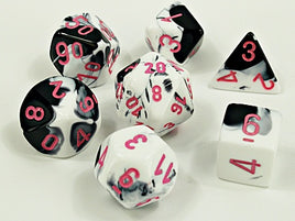 Chessex: Gemini RPG Dice - Polyhedral Black-White/Pink