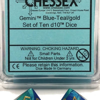 Chessex: Gemini 7 - Poly D10 Blue/Teal/Gold (10)