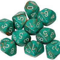 Chessex: Poly D10 Marble Oxi Copper/White (10)