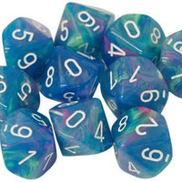 Chessex: Poly D10 Festive Waterlily/White (10)