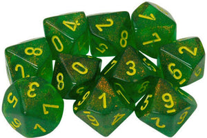 Chessex: Poly D10 Borealis Maple Green/Yellow (10)