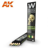 AKI Weathering Pencil Set: Green & Brown Shading Effects