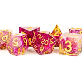 Handcrafted Sharp Resin Dice Set: Thousand Day Red (7)