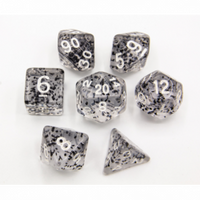CHC: Black Set of 7 Glitter Polyhedral Dice with White Numbers