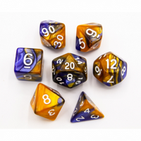 CHC: Blue/Gold Set of 7 Fusion Polyhedral Dice with White Numbers