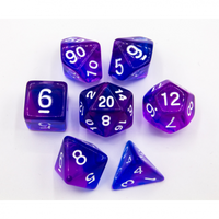 CHC: Blue/Indigo Set of 7 Special Set Polyhedral Dice with White Numbers