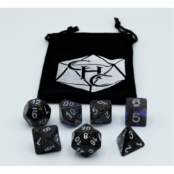 CHC: Blue Set of 7 Dark Nebula Polyhedral Dice with Silver Numbers